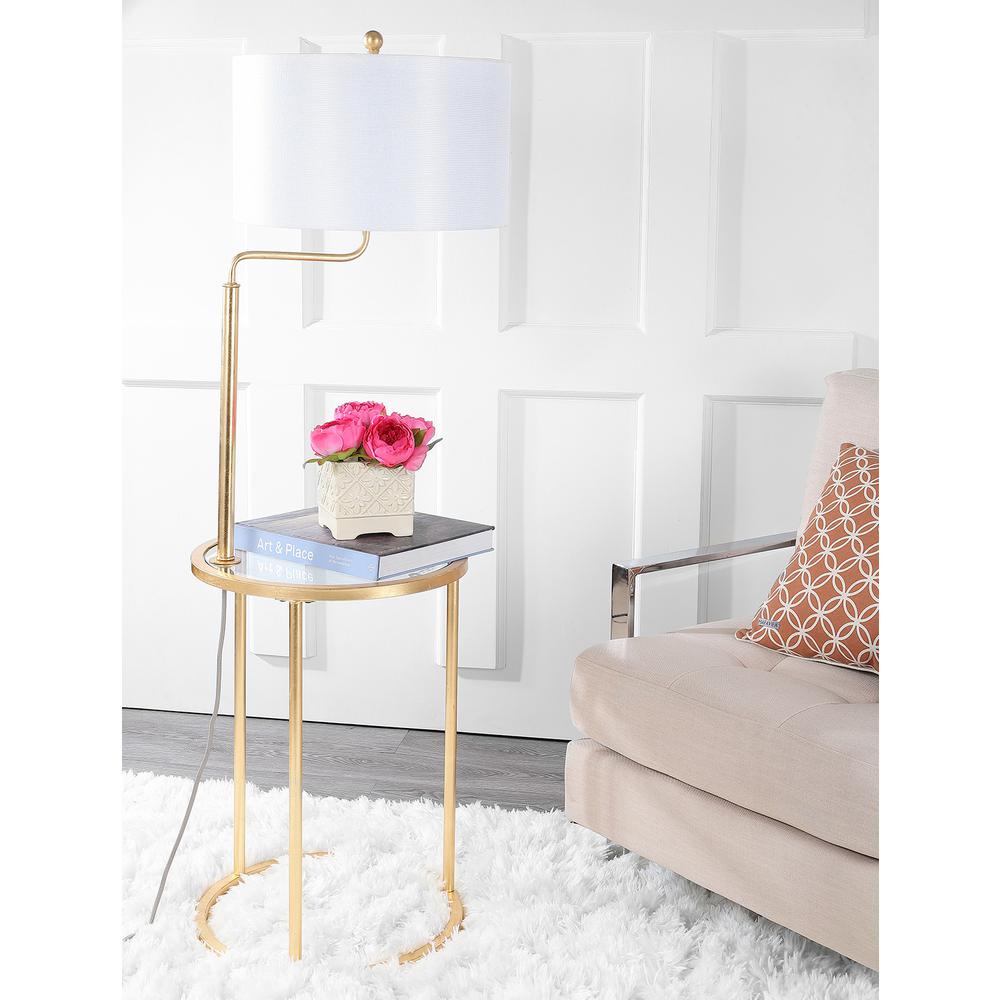 Crispin Floor Lamp Side Table, Gold Leaf. Picture 2