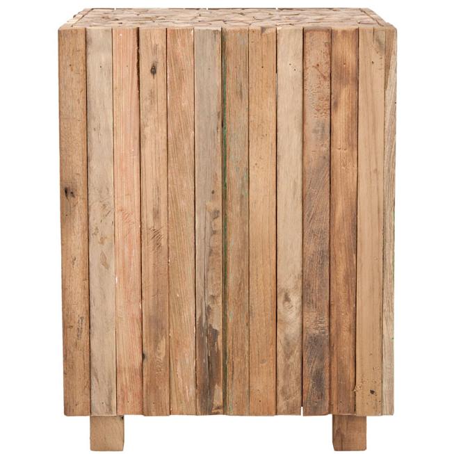 RICHMOND RUSTIC WOOD BLOCK ROUND SQUARE END TABLE. Picture 1