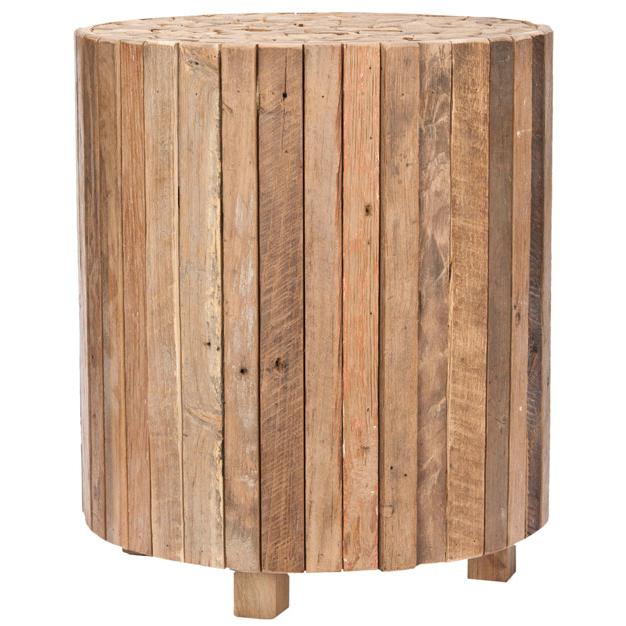 RICHMOND RUSTIC WOOD BLOCK ROUND END TABLE. Picture 1