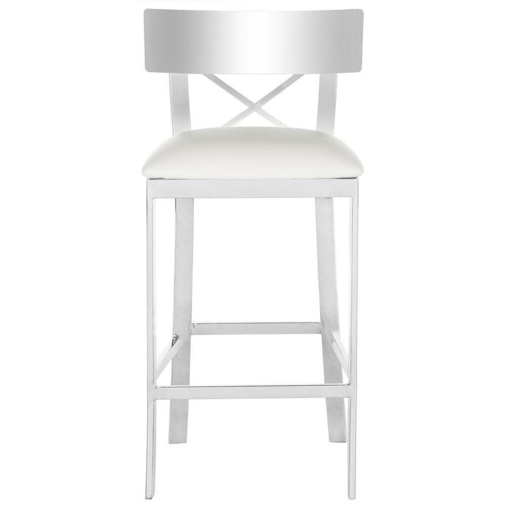 ZOEY 35''H STAINLESS STEEL CROSS BACK COUNTER STOOL, FOX2035B. Picture 1