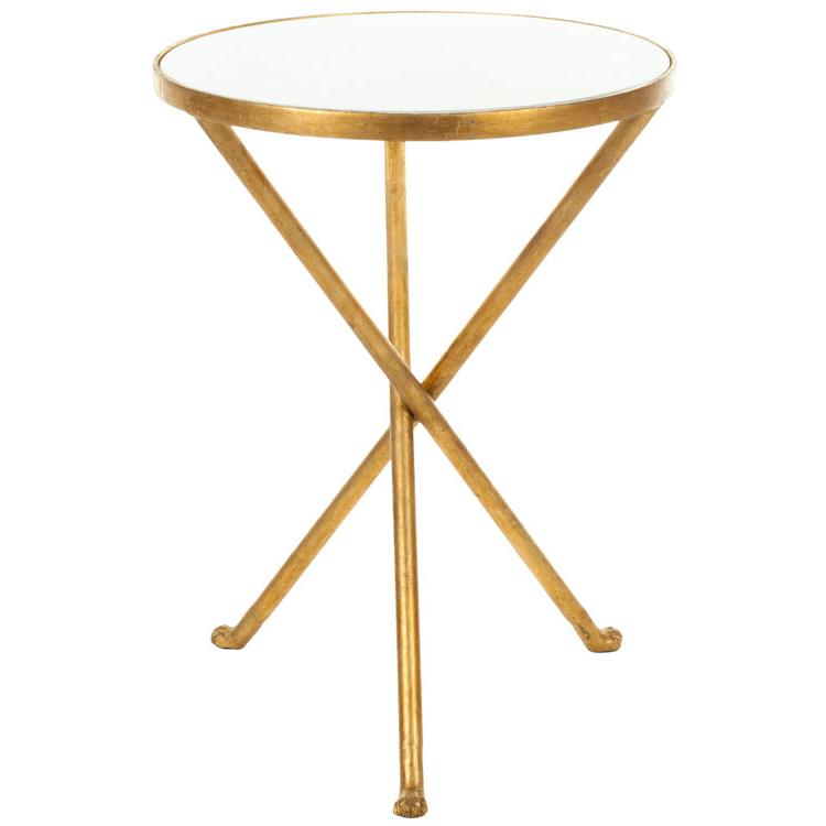 MARCIE GOLD FOIL ROUND TOP ACCENT TABLE. Picture 1