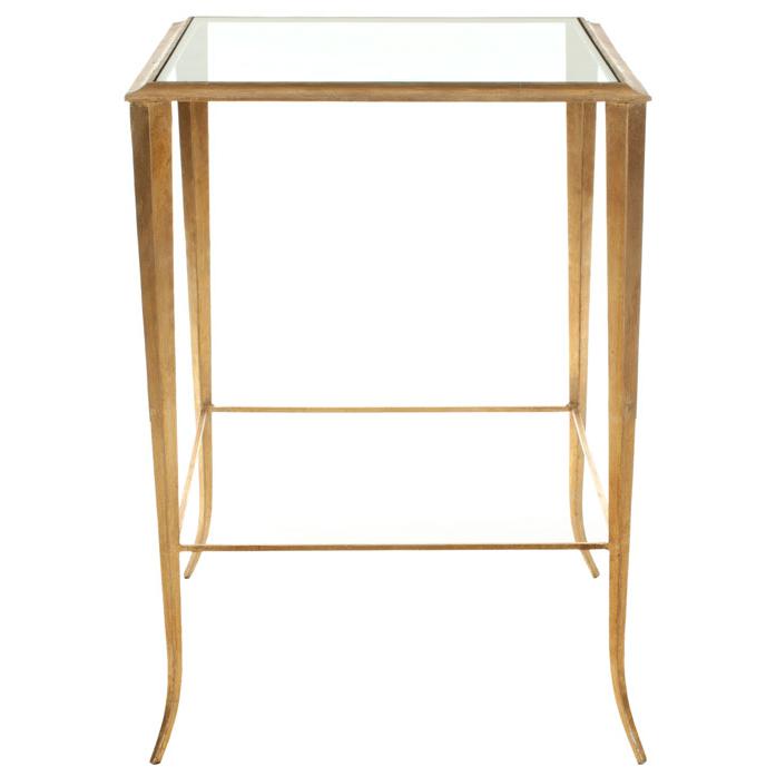 TORY GOLD FOIL GLASS TOP ACCENT TABLE. Picture 1