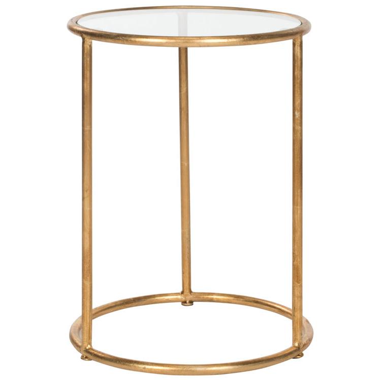 SHAY GLASS TOP GOLD LEAF ACCENT TABLE, FOX2523B. Picture 1