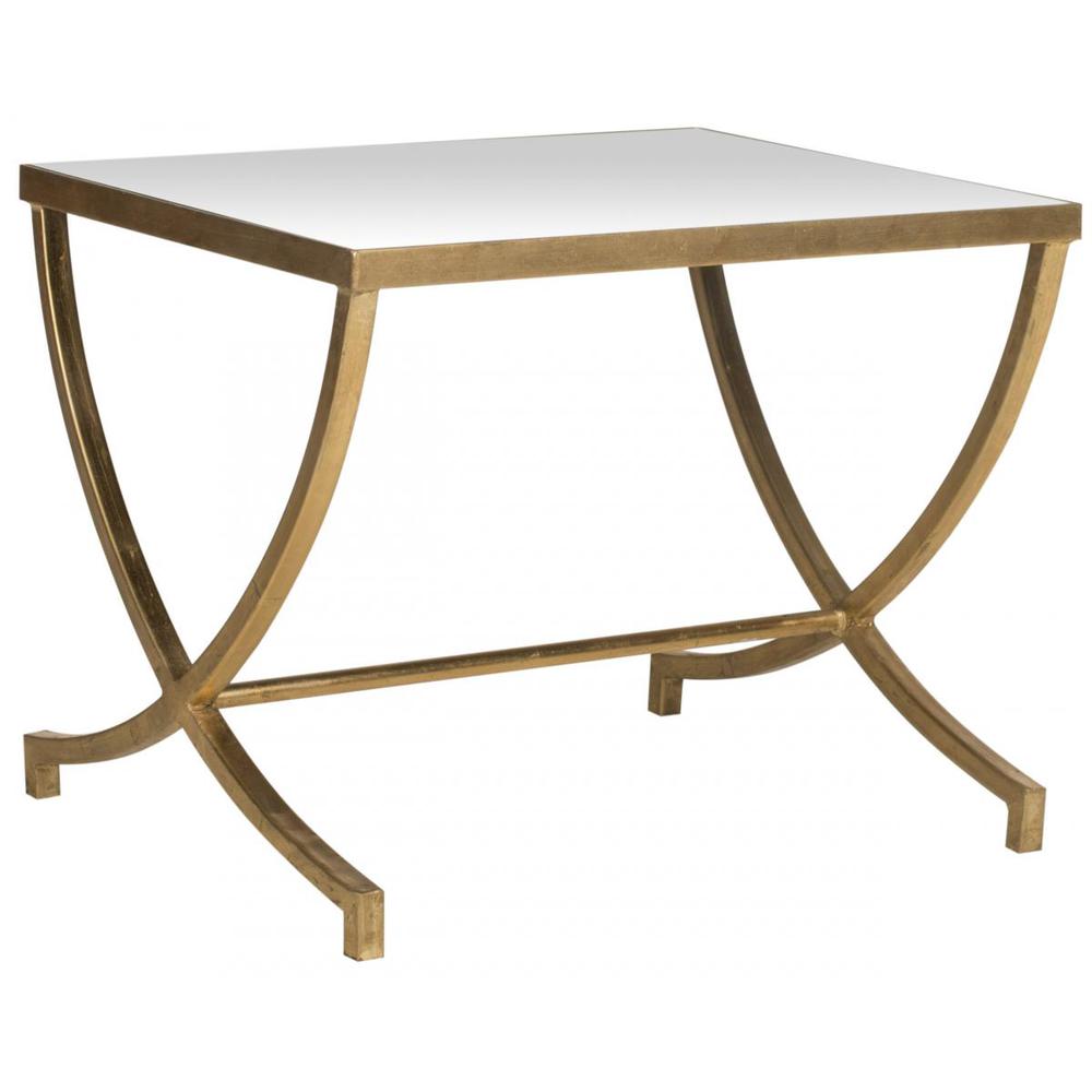 MAUREEN GLASS TOP GOLD LEAF ACCENT TABLE. Picture 1
