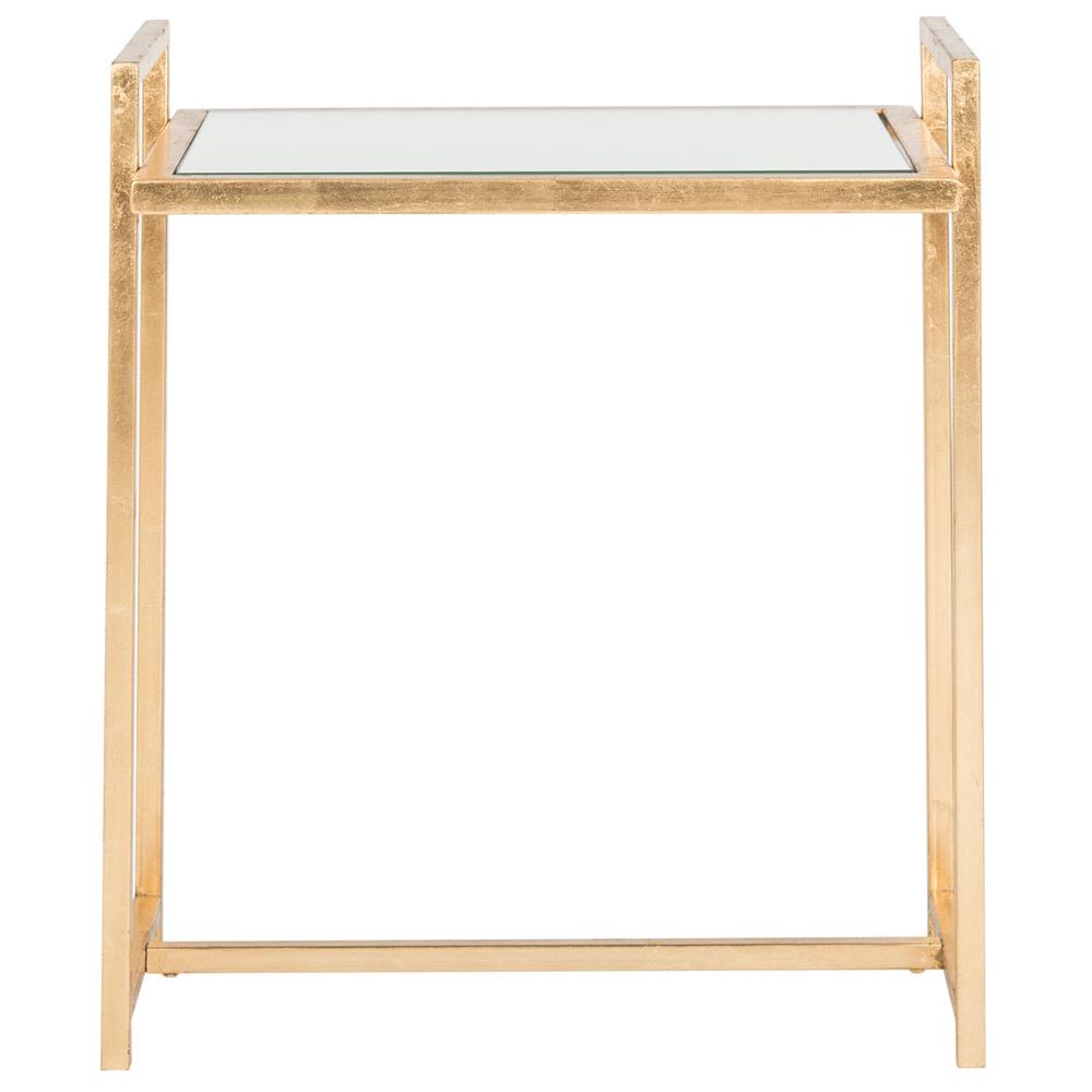 RENLY MIRROR TOP GOLD LEAF END TABLE. Picture 1