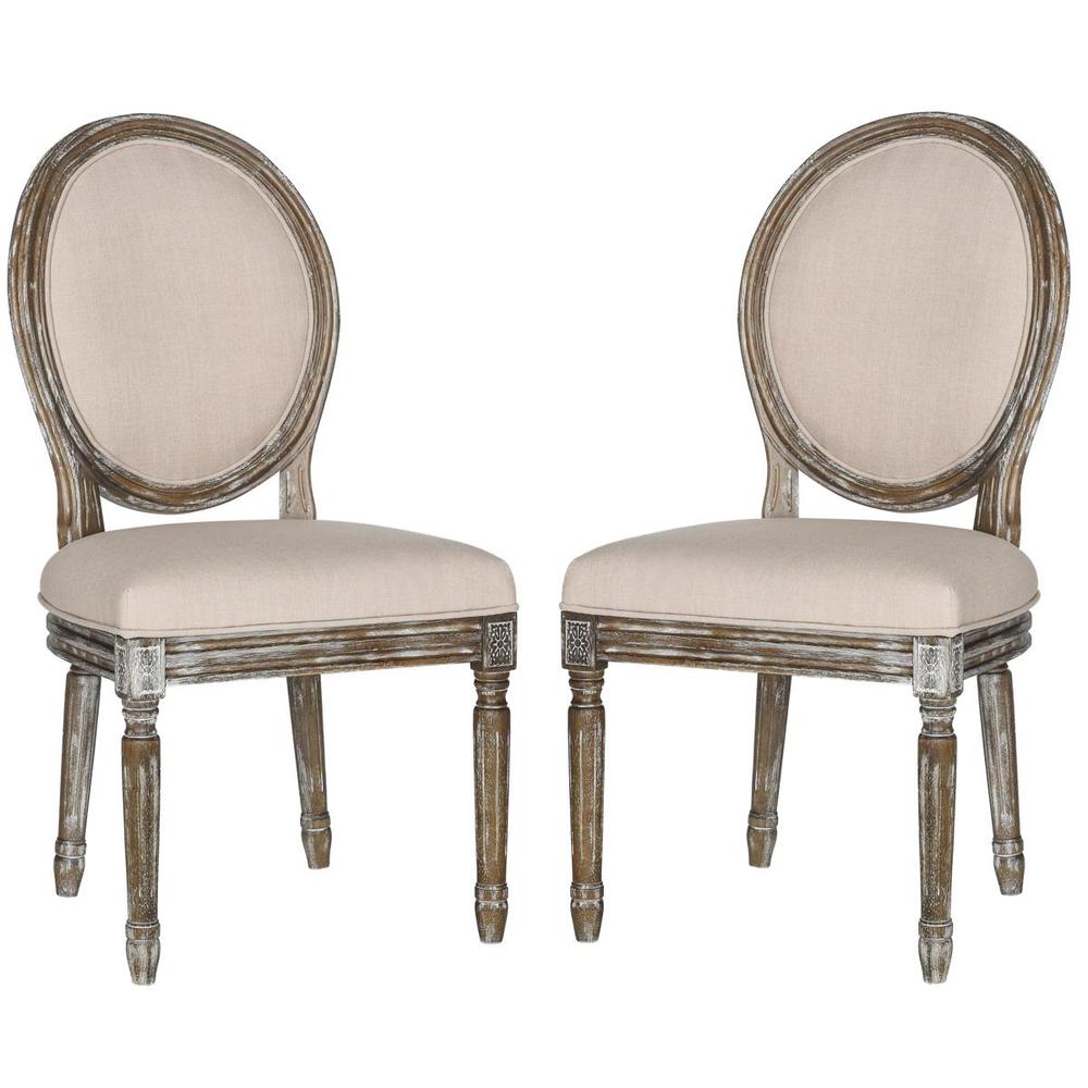 HOLLOWAY 19''H FRENCH BRASSERIE LINEN OVAL SIDE CHAIR, FOX6228G-SET2. Picture 1