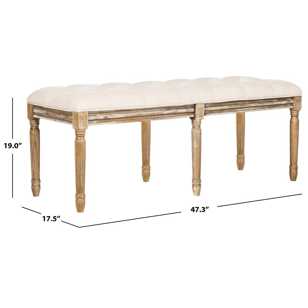 ROCHA 19''H FRENCH BRASSERIE TUFTED TRADITIONAL RUSTIC WOOD BENCH, FOX6231A. Picture 2