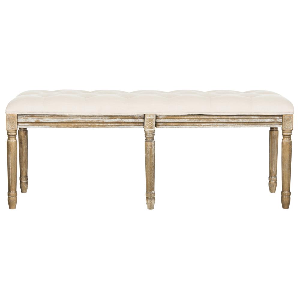 ROCHA 19''H FRENCH BRASSERIE TUFTED TRADITIONAL RUSTIC WOOD BENCH, FOX6231A. Picture 4