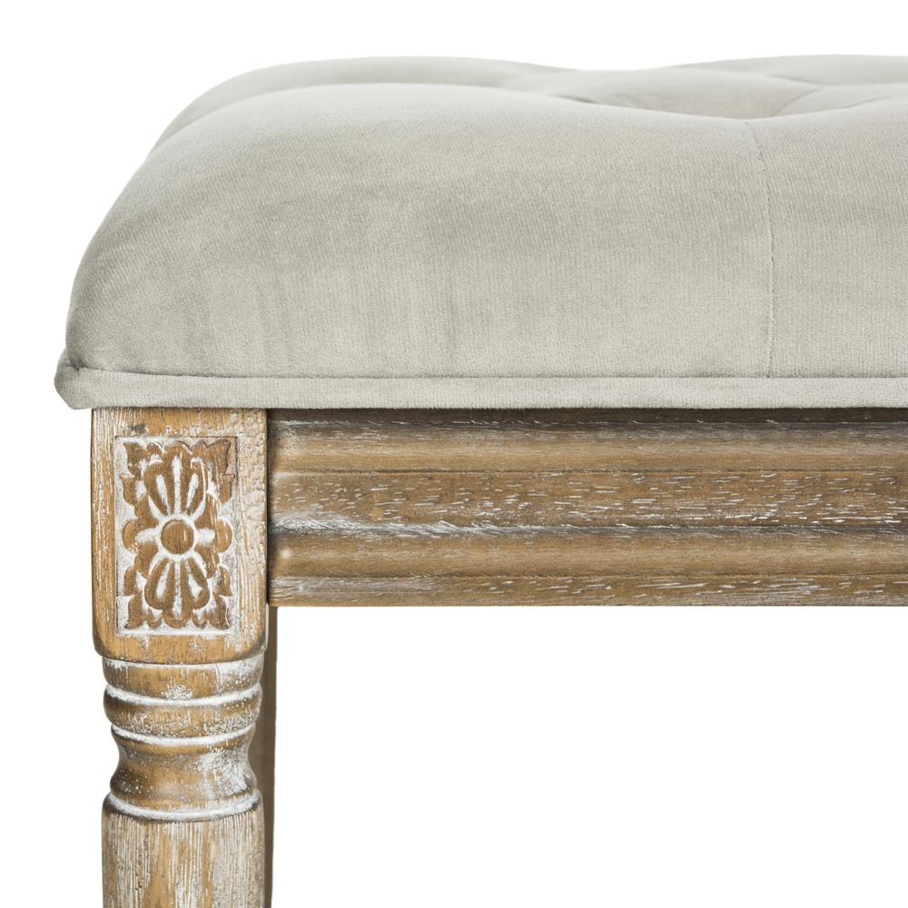 ROCHA 19''H FRENCH BRASSERIE TUFTED TRADITIONAL RUSTIC WOOD BENCH, FOX6231B. Picture 3