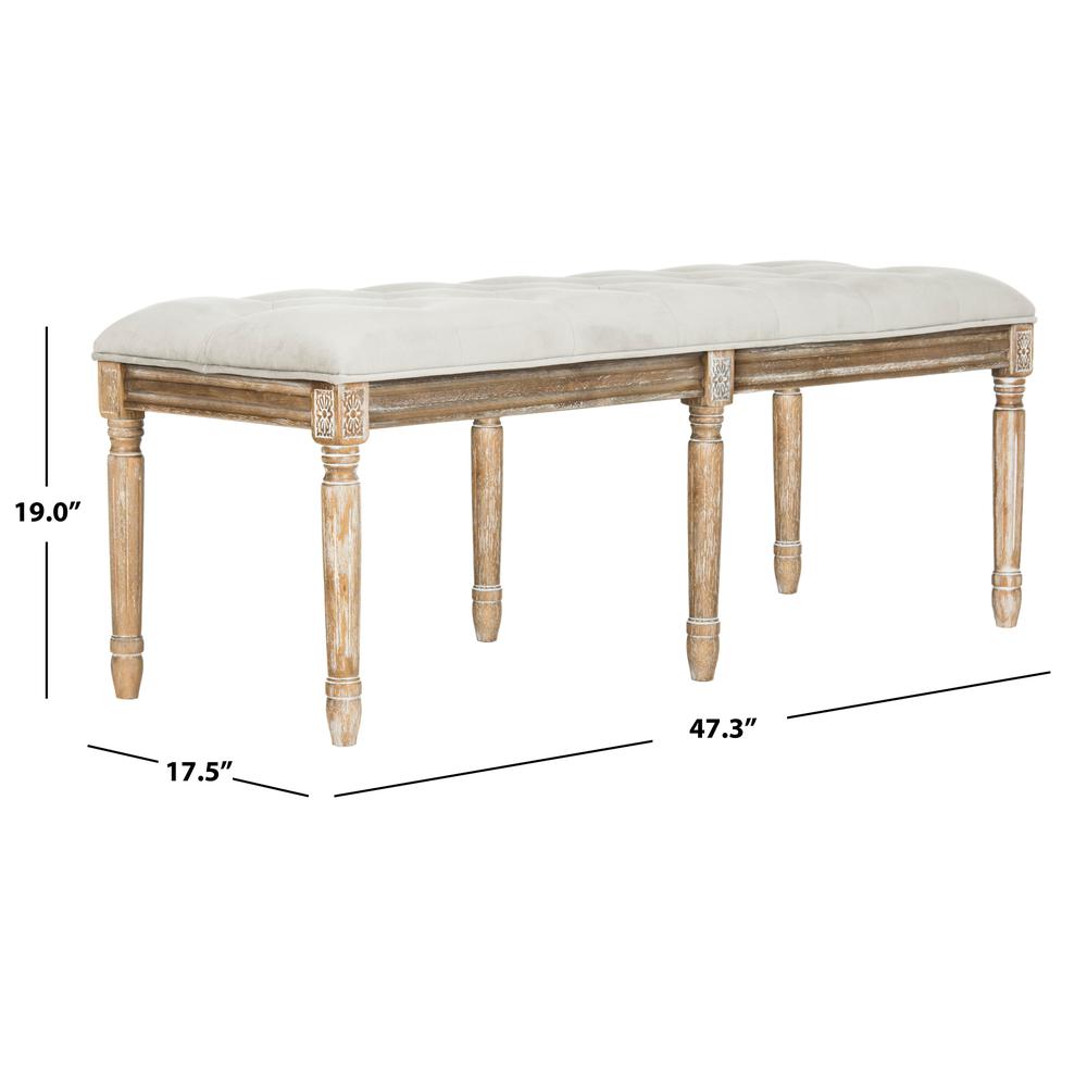 ROCHA 19''H FRENCH BRASSERIE TUFTED TRADITIONAL RUSTIC WOOD BENCH, FOX6231B. Picture 2