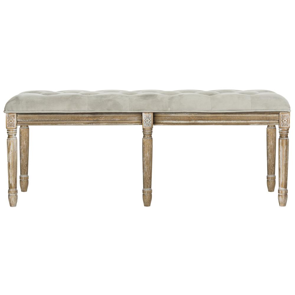 ROCHA 19''H FRENCH BRASSERIE TUFTED TRADITIONAL RUSTIC WOOD BENCH, FOX6231B. Picture 4