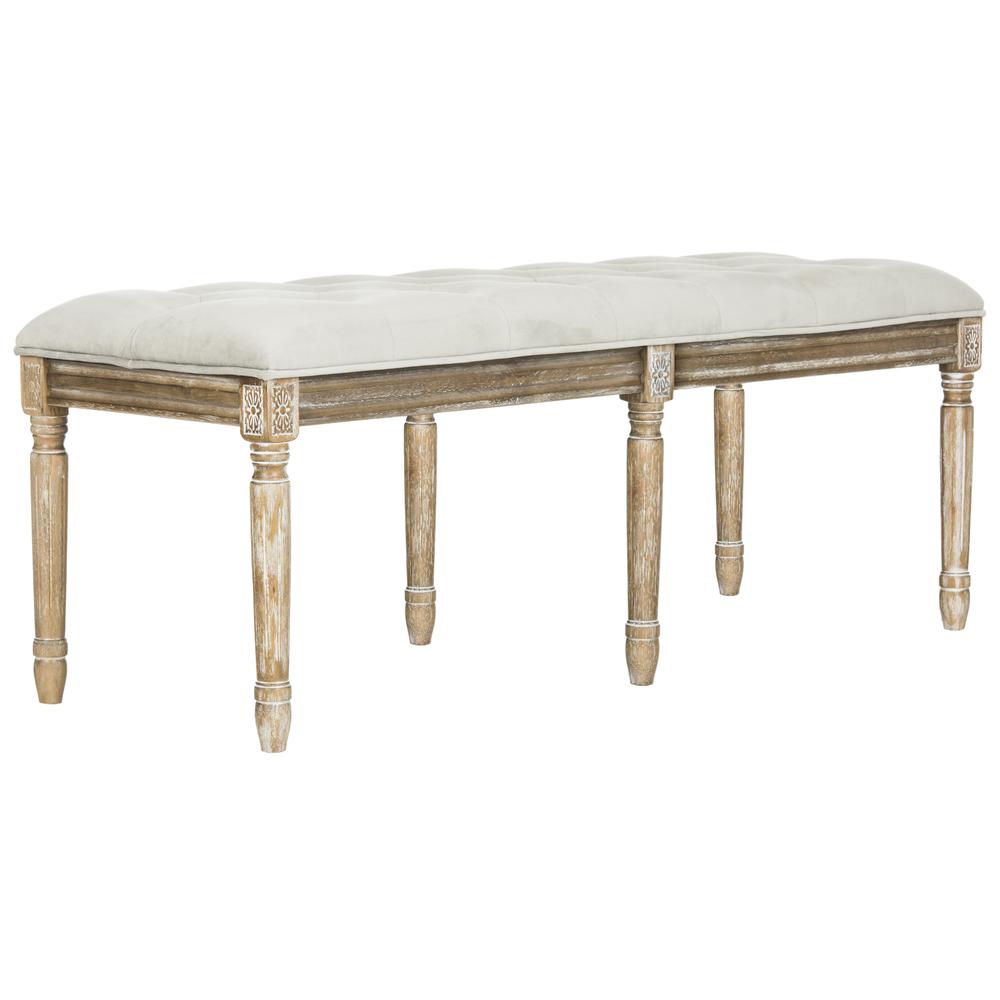 ROCHA 19''H FRENCH BRASSERIE TUFTED TRADITIONAL RUSTIC WOOD BENCH, FOX6231B. Picture 7