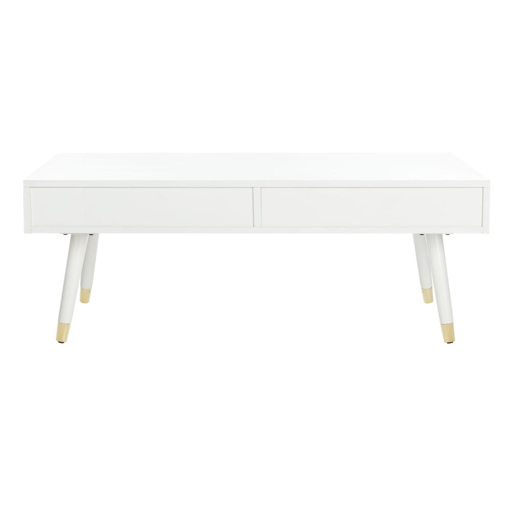 Levinson Gold Cap Coffee Table, White. Picture 2