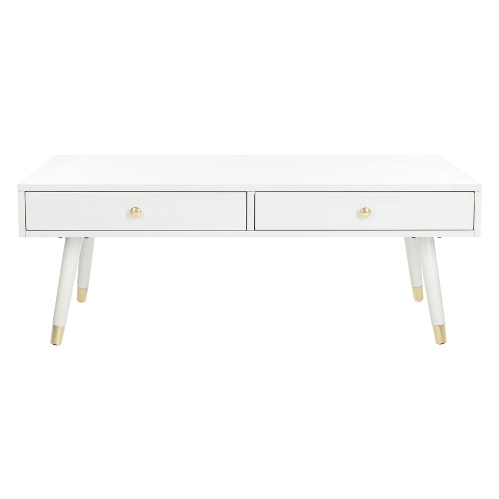 Levinson Gold Cap Coffee Table, White. Picture 1