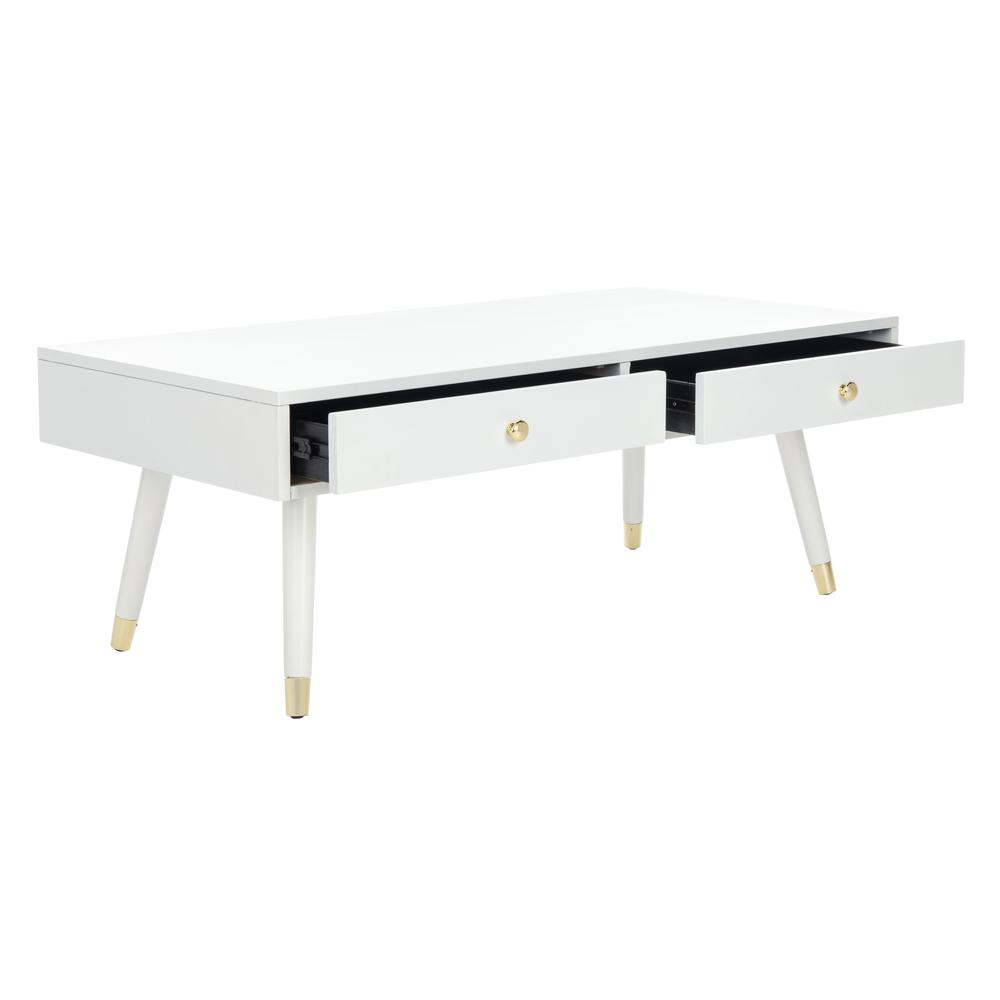 Levinson Gold Cap Coffee Table, White. Picture 10