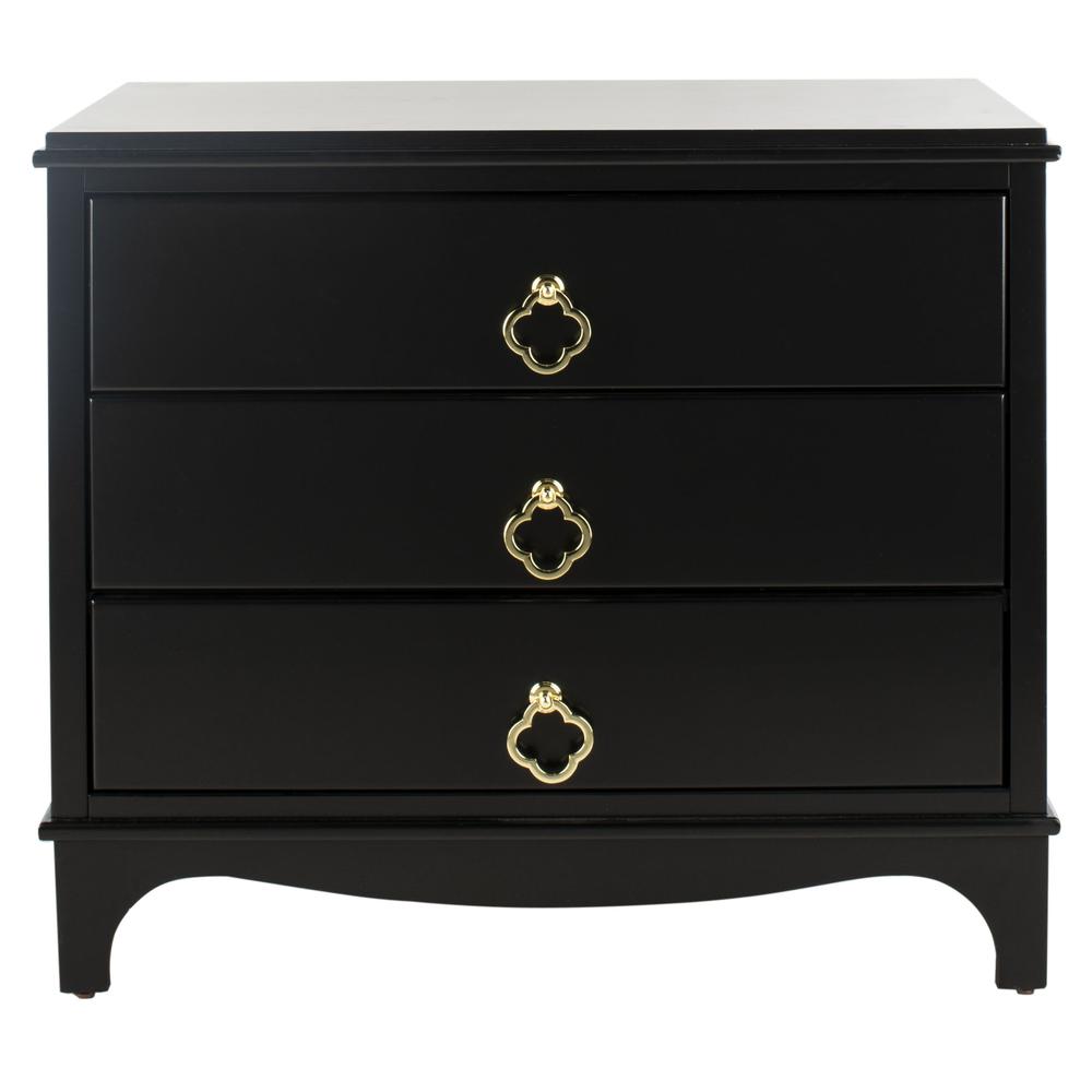 Hannon 3 Drawer Contemporary Nightstand, Black. Picture 1