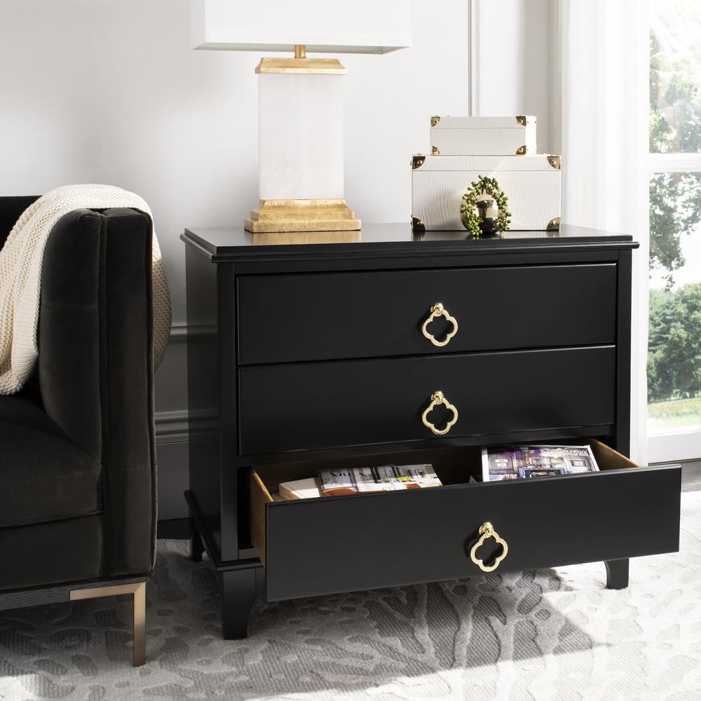 Hannon 3 Drawer Contemporary Nightstand, Black. Picture 9