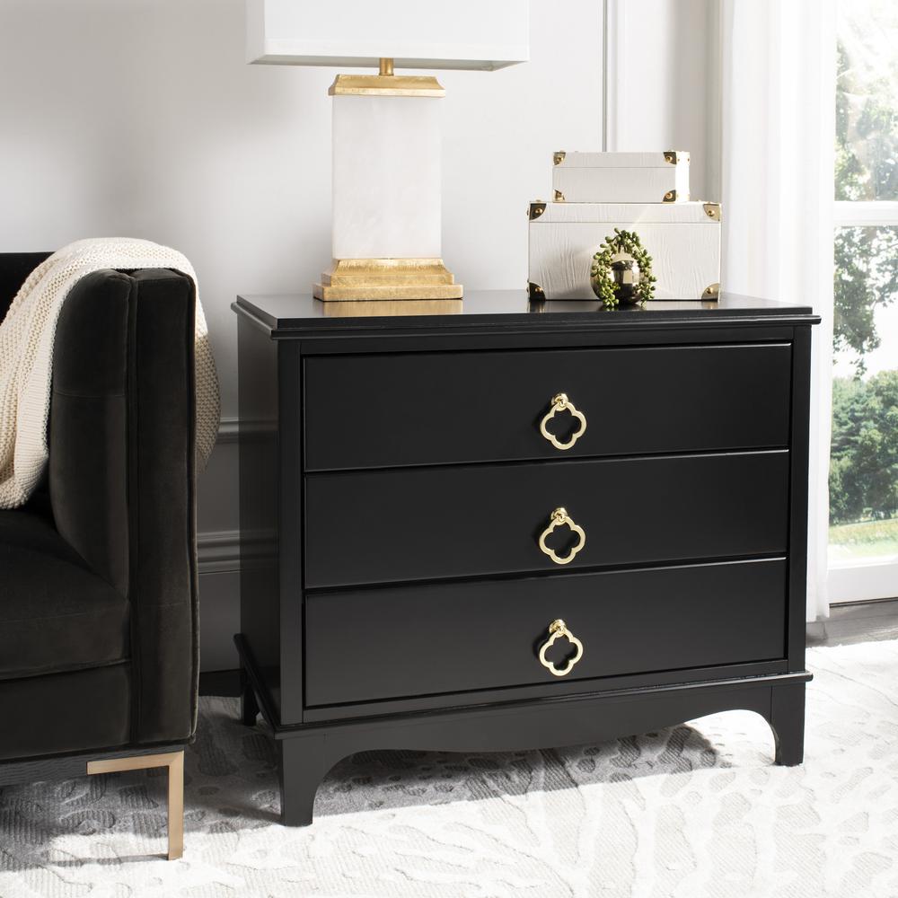 Hannon 3 Drawer Contemporary Nightstand, Black. Picture 11