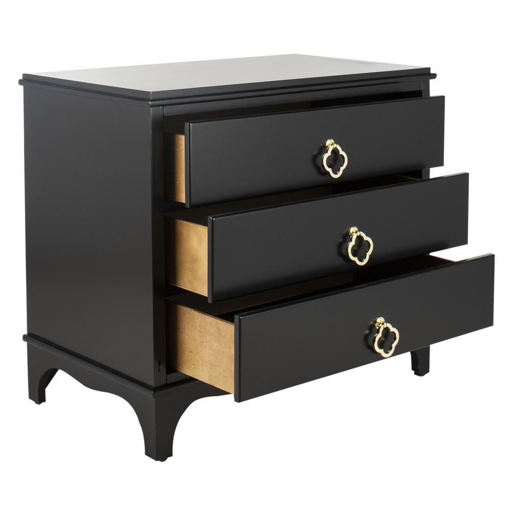 Hannon 3 Drawer Contemporary Nightstand, Black. Picture 13
