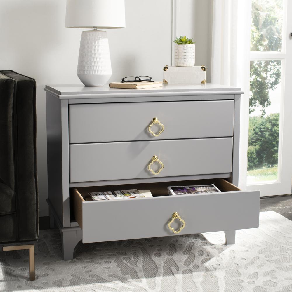 Hannon 3 Drawer Contemporary Nightstand, Grey. Picture 9