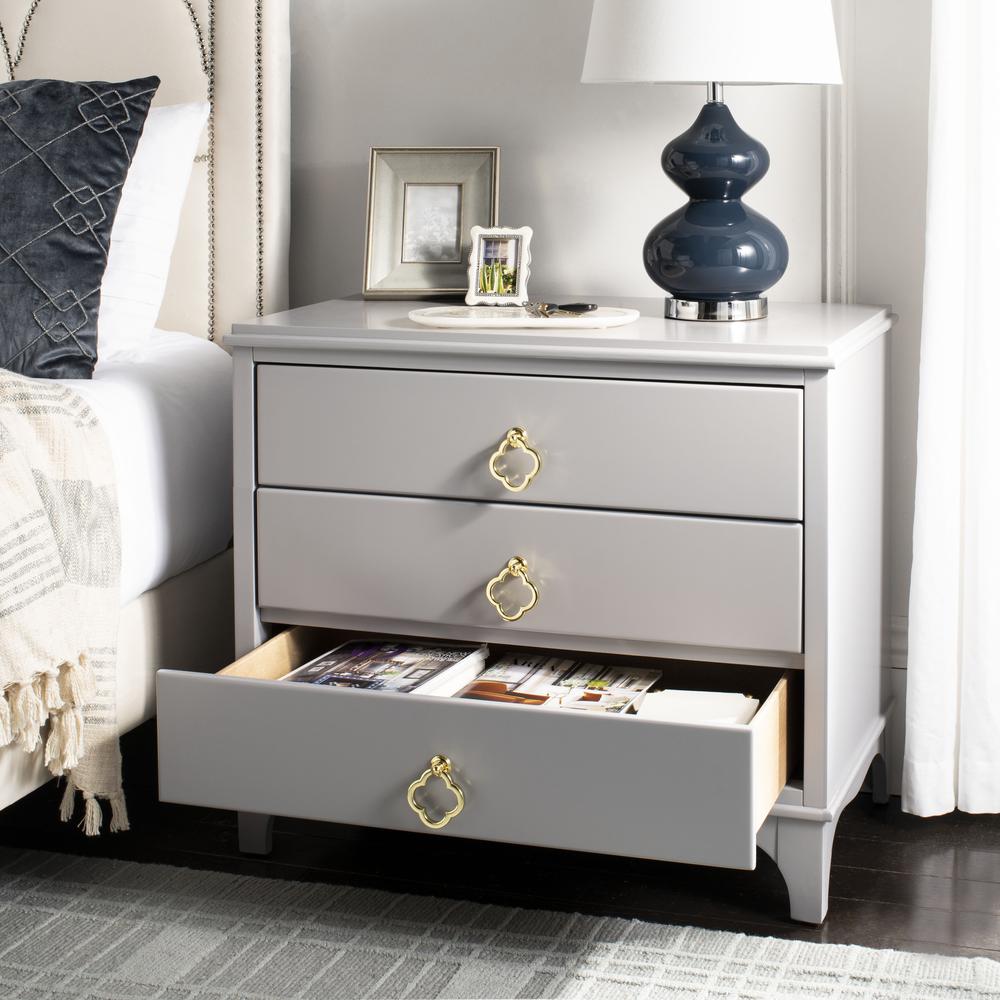 Hannon 3 Drawer Contemporary Nightstand, Grey. Picture 10