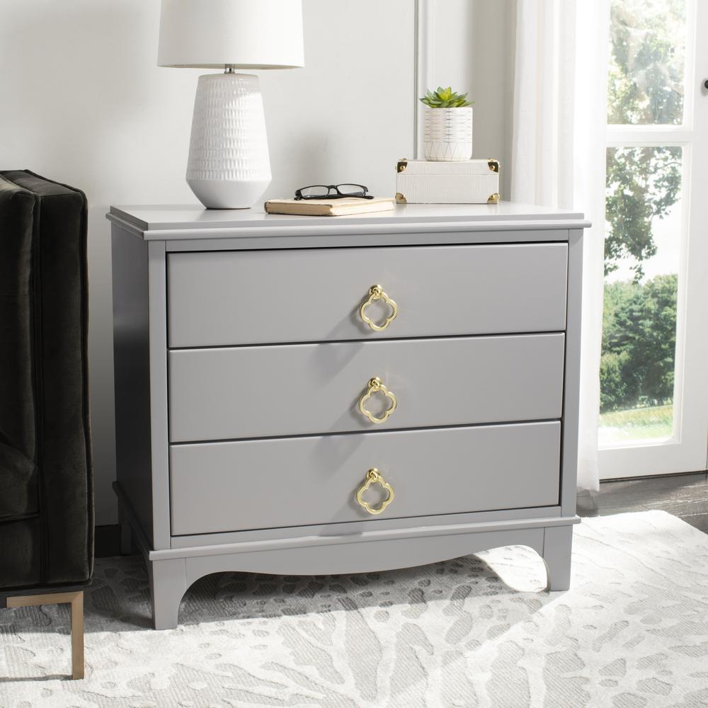 Hannon 3 Drawer Contemporary Nightstand, Grey. Picture 11