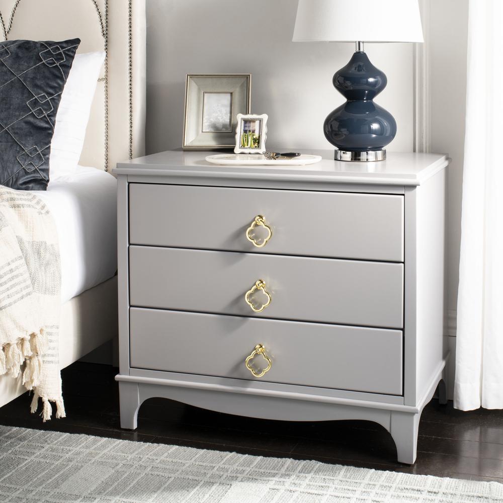 Hannon 3 Drawer Contemporary Nightstand, Grey. Picture 12