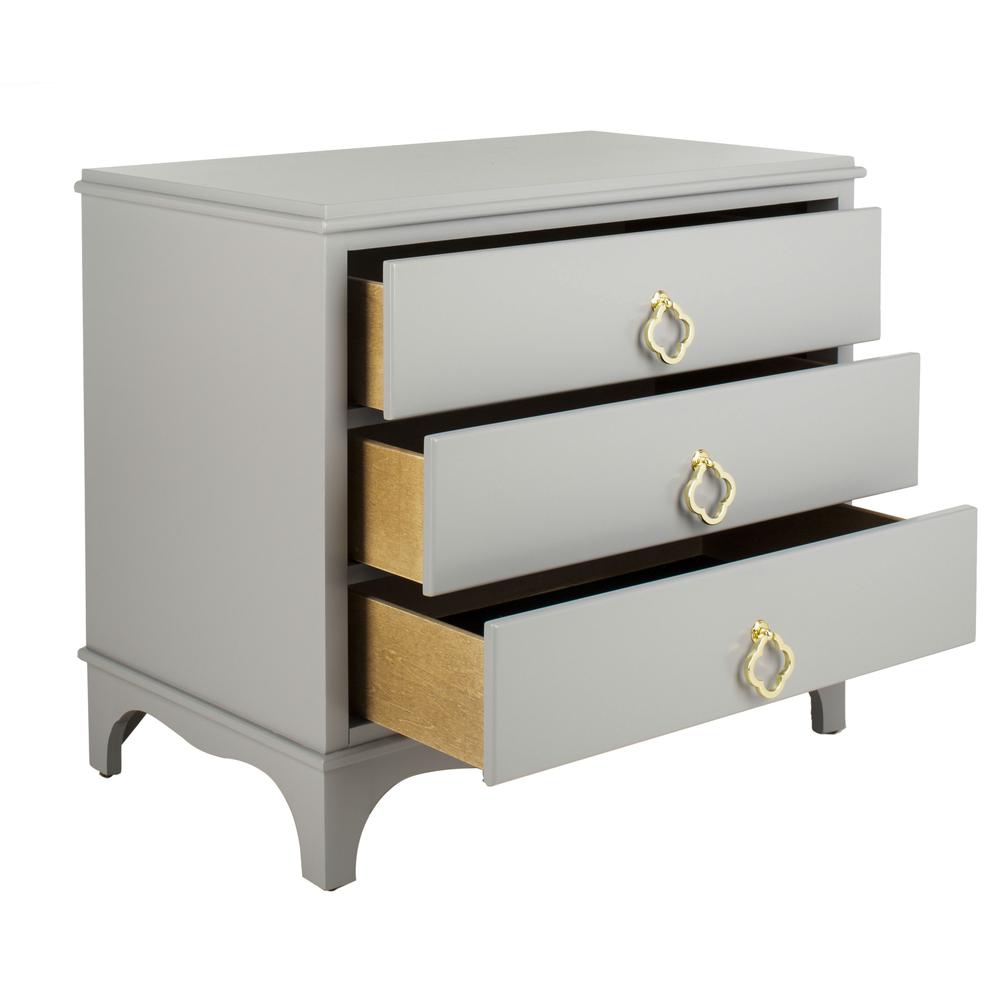 Hannon 3 Drawer Contemporary Nightstand, Grey. Picture 13