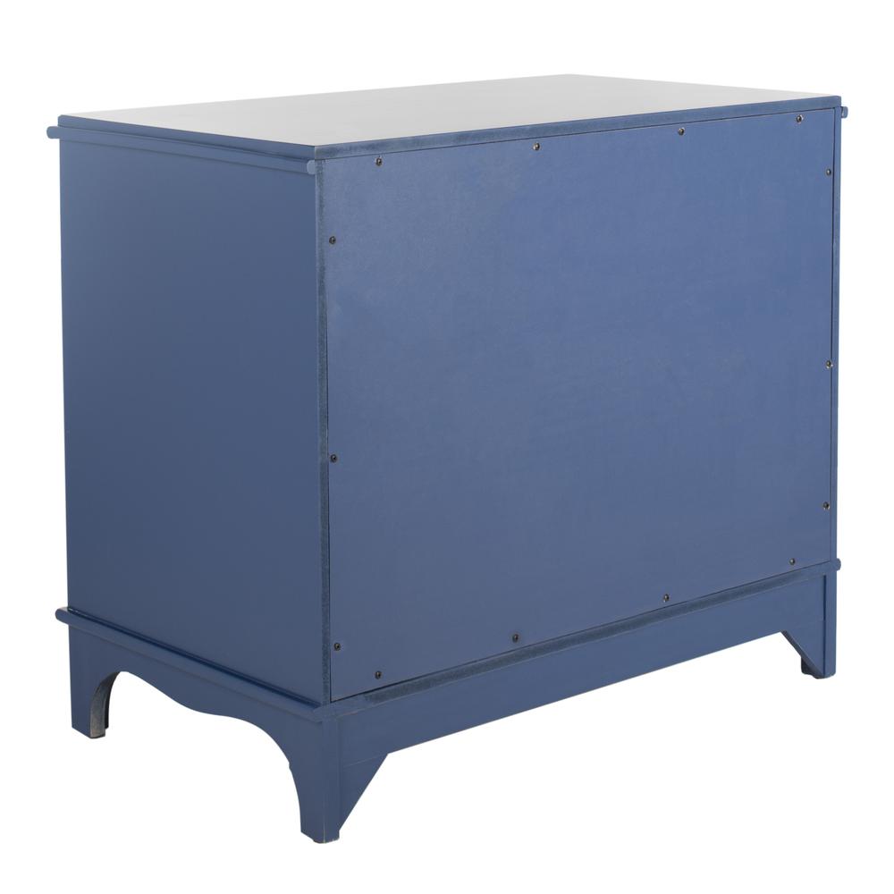 Hannon 3 Drawer Contemporary Nightstand, Navy. Picture 3