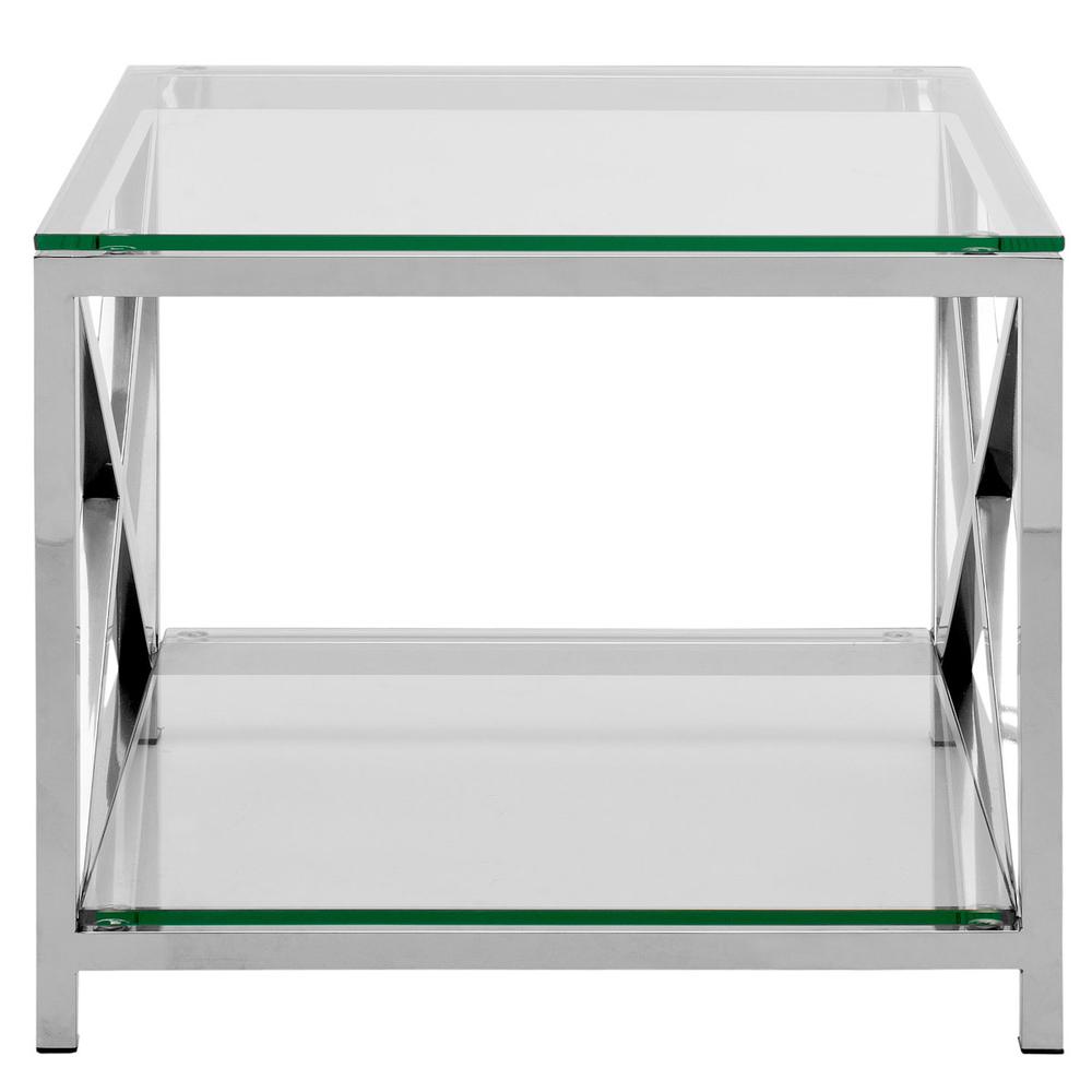 HAYWARD CHROME END TABLE WITH GLASS TOP. Picture 1