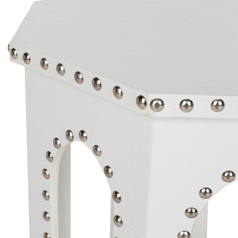 NARA END TABLE WHITE - SILVER NAIL HEADS. The main picture.