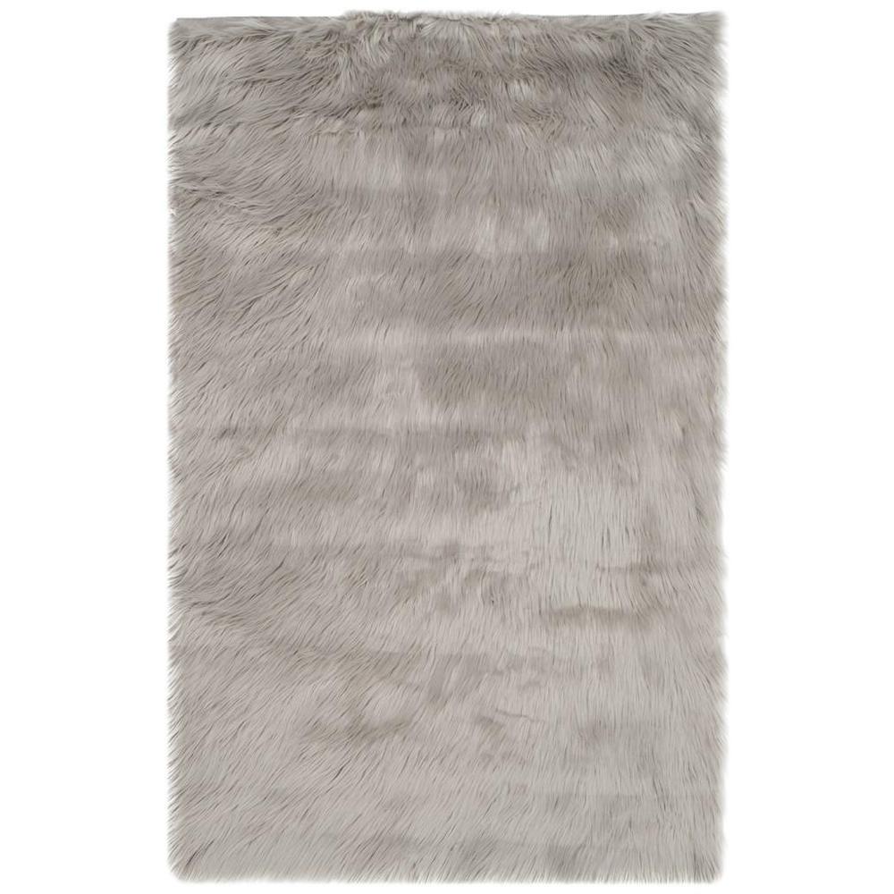 FAUX SHEEP SKIN, GREY, 2'-6" X 4', Area Rug. Picture 1