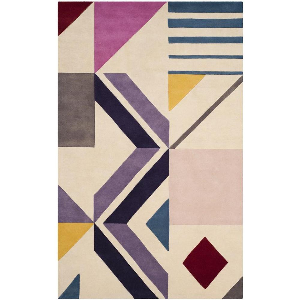FIFTH AVENUE, IVORY / PURPLE, 5' X 8', Area Rug. Picture 1