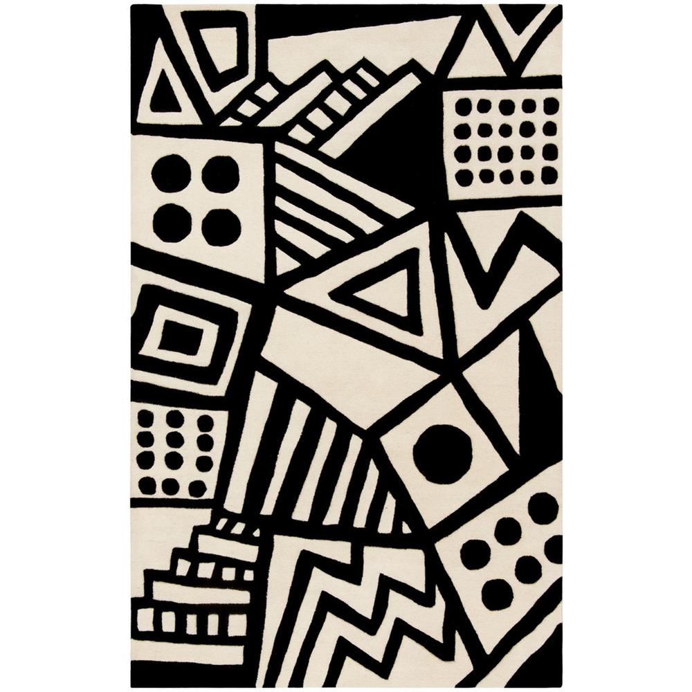 FIFTH AVENUE, IVORY / BLACK, 5' X 8', Area Rug, FTV124A-5. Picture 1