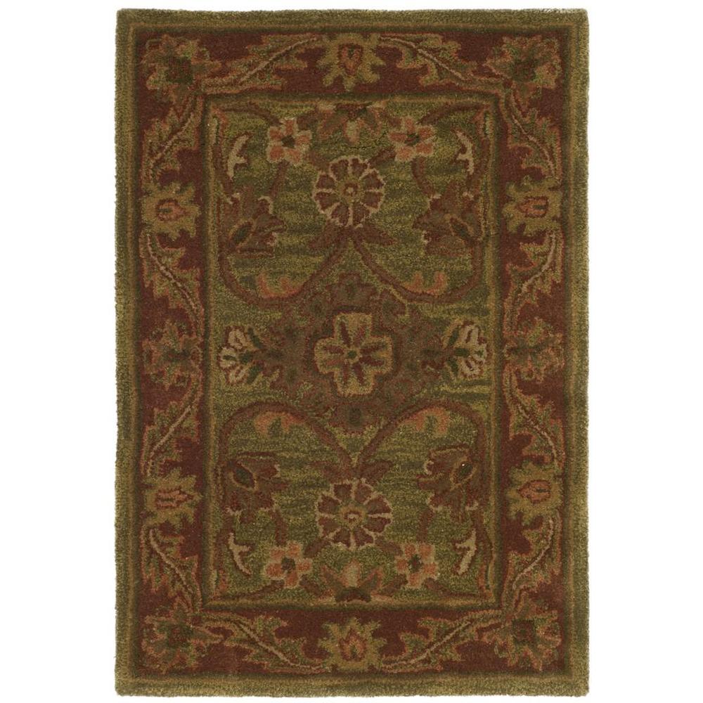 GOLDEN JAIPUR, GREEN / RUST, 2'-0" X 3'-0", Area Rug. Picture 1