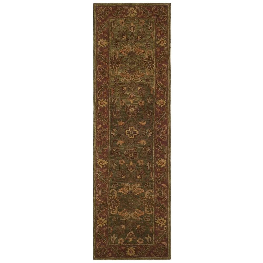 GOLDEN JAIPUR, GREEN / RUST, 2'-3" X 8', Area Rug. Picture 1