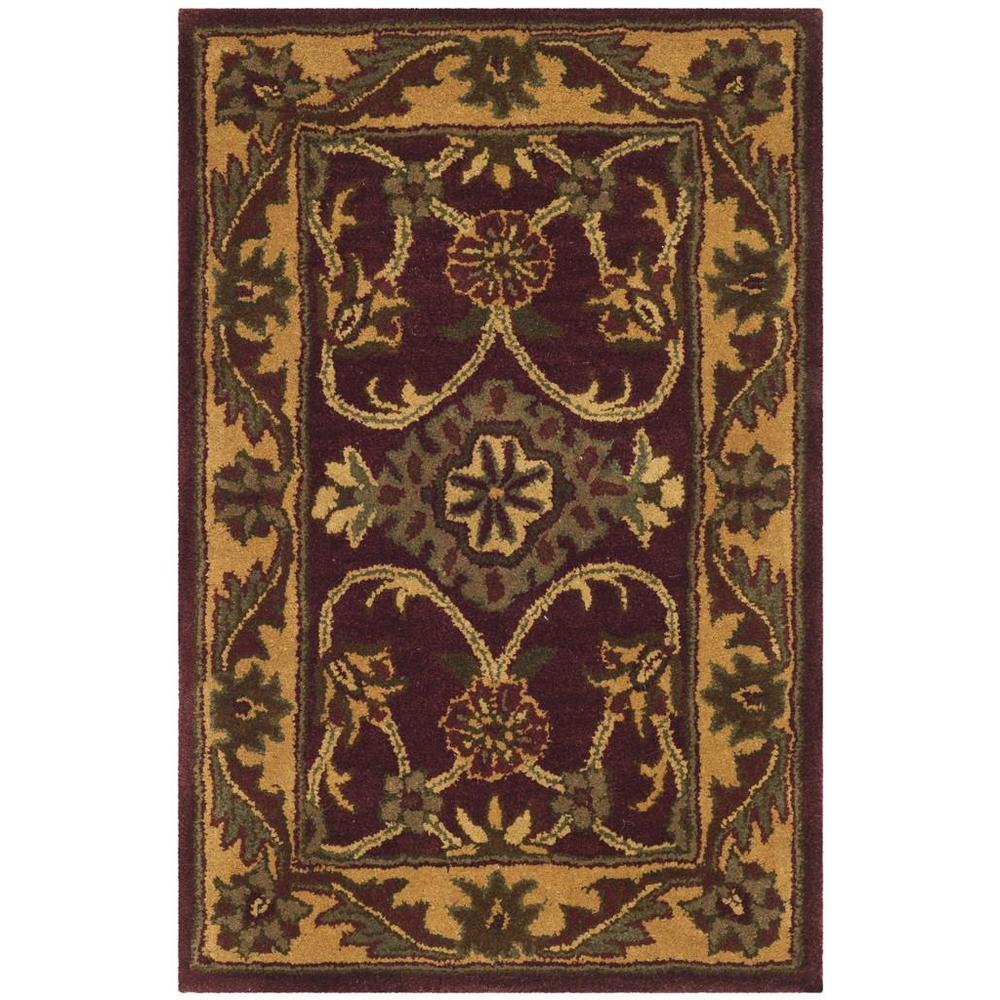 GOLDEN JAIPUR, BURGUNDY / GOLD, 2'-0" X 3'-0", Area Rug. The main picture.