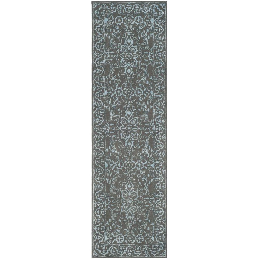 GLAMOUR, BLUE / DARK GREY, 2'-3" X 8', Area Rug. Picture 1