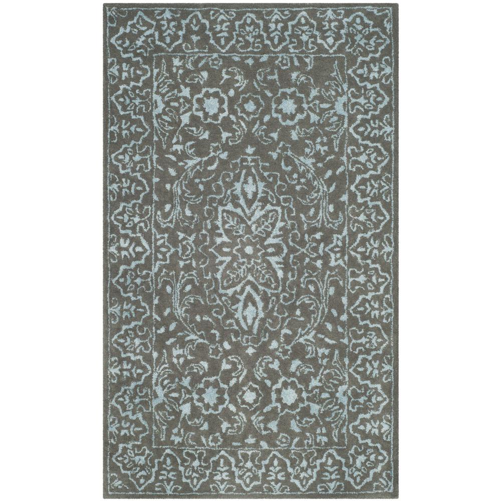 GLAMOUR, BLUE / DARK GREY, 3' X 5', Area Rug. Picture 1