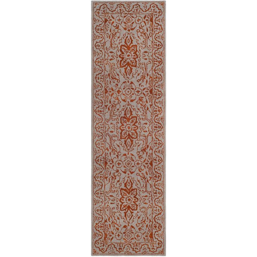 GLAMOUR, GREY / RUST, 2'-3" X 8', Area Rug. Picture 1