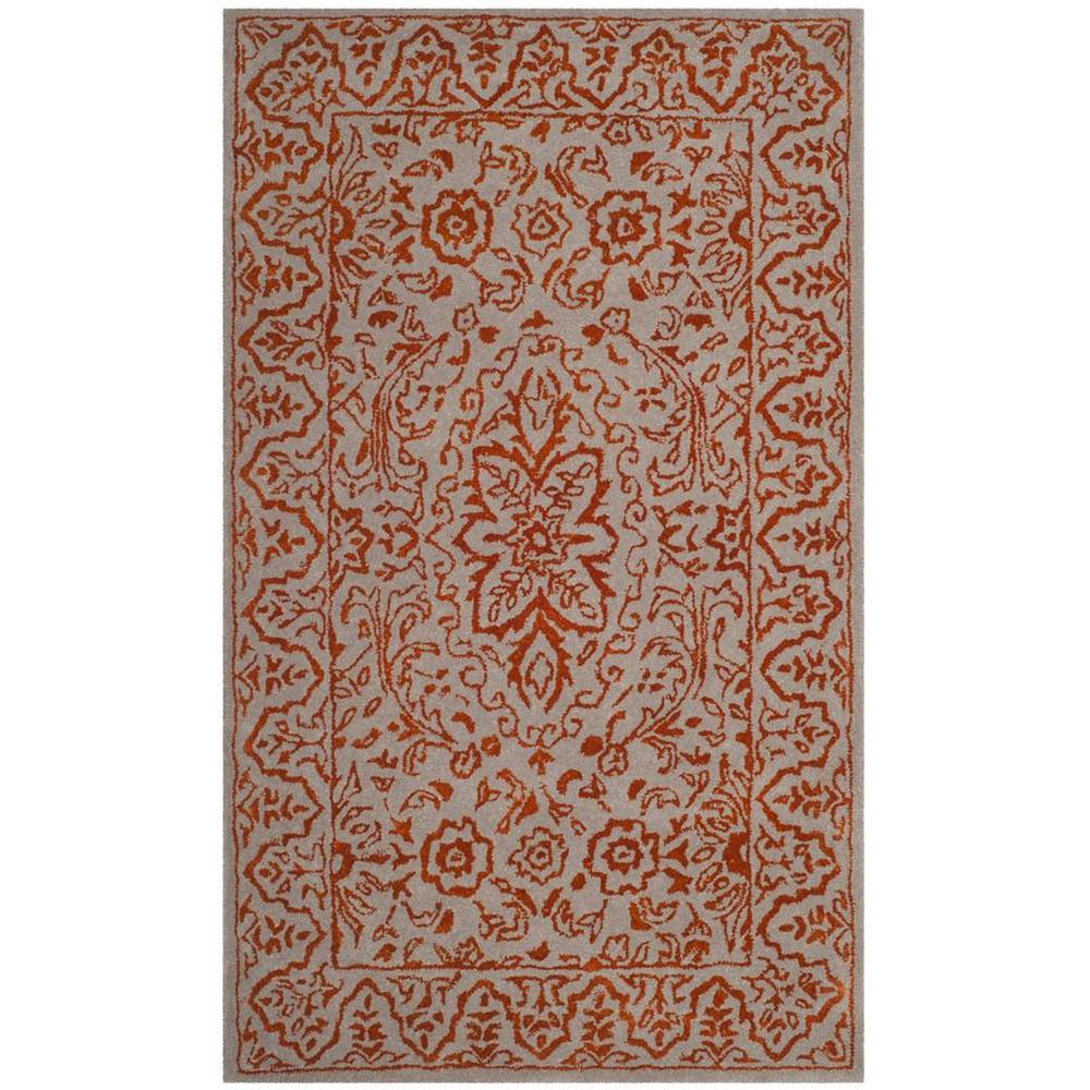 GLAMOUR, GREY / RUST, 3' X 5', Area Rug. Picture 1