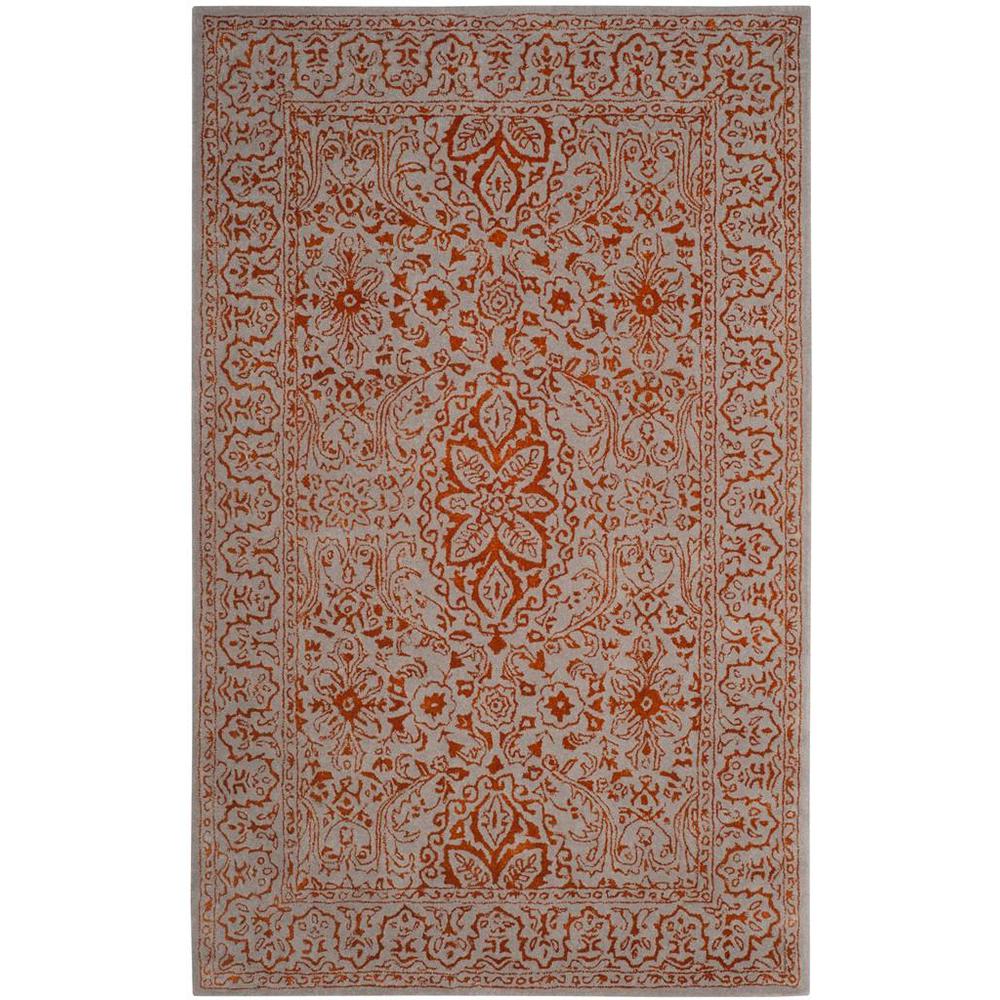 GLAMOUR, GREY / RUST, 5' X 8', Area Rug. Picture 1