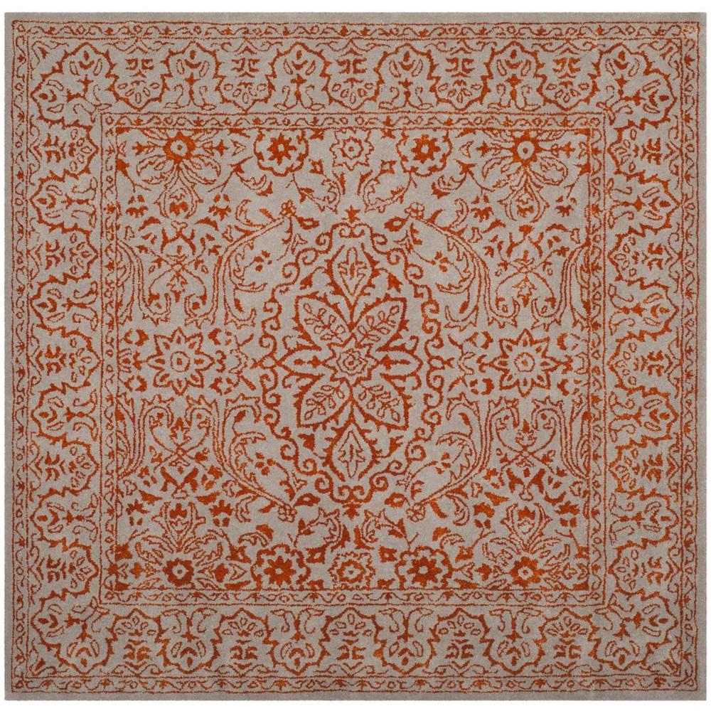 GLAMOUR, GREY / RUST, 6' X 6' Square, Area Rug. Picture 1