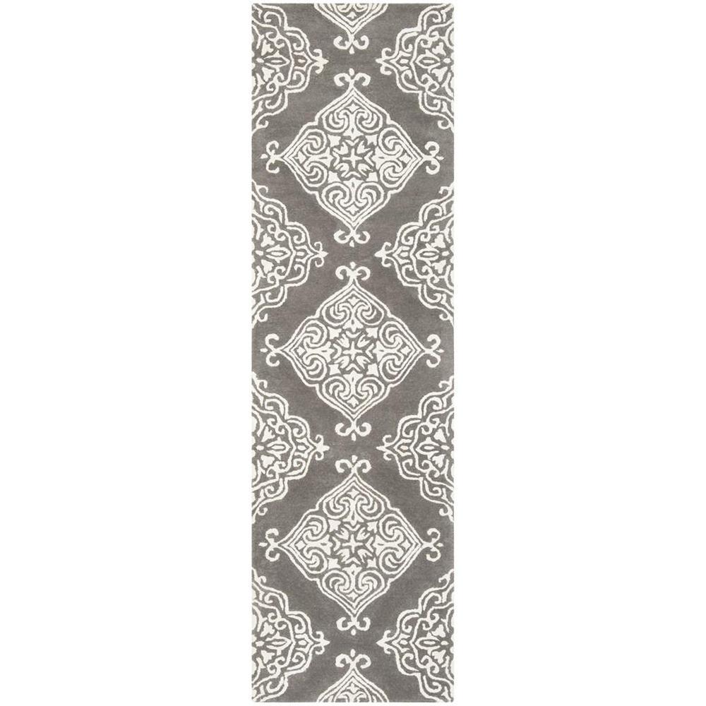 GLAMOUR, DARK GREY / IVORY, 2'-3" X 8', Area Rug. Picture 1