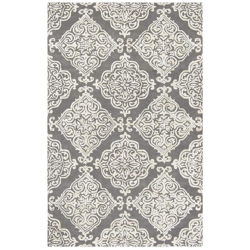 GLAMOUR, DARK GREY / IVORY, 5' X 8', Area Rug. Picture 1