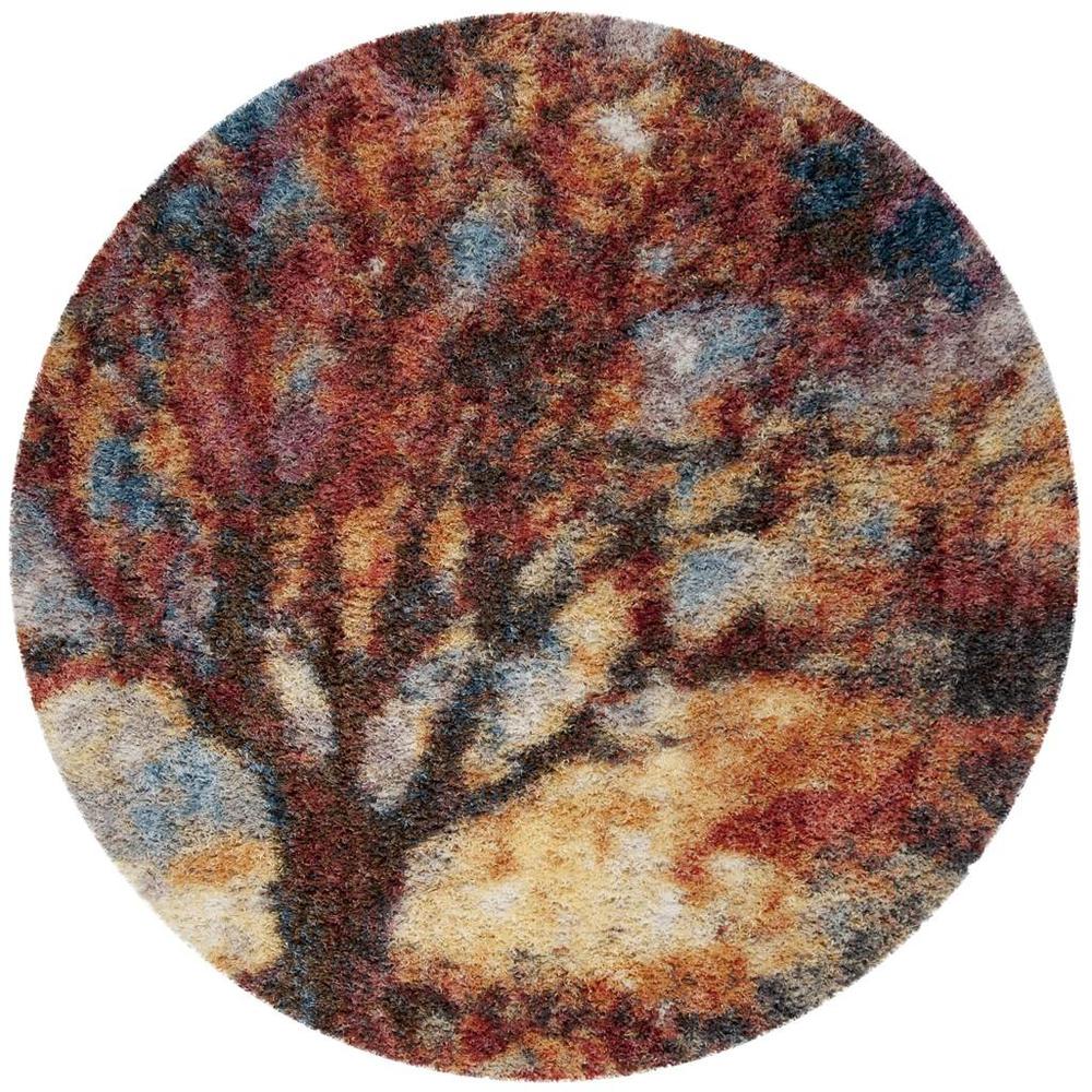 GYPSY, RUST / BLUE, 6'-7" X 6'-7" Round, Area Rug, GYP522C-7R. Picture 1