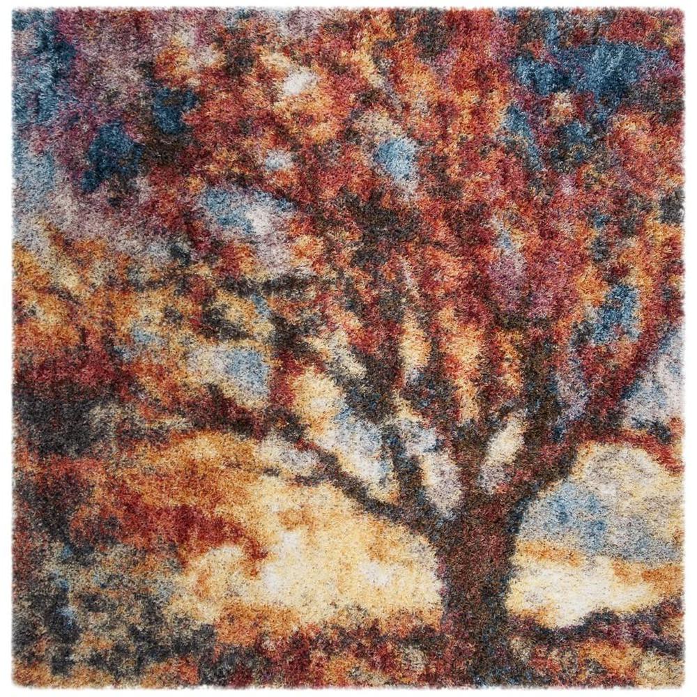 GYPSY, RUST / BLUE, 6'-7" X 6'-7" Square, Area Rug, GYP522C-7SQ. Picture 1