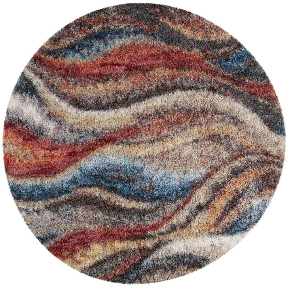 GYPSY, RUST / BLUE, 6'-7" X 6'-7" Round, Area Rug, GYP523C-7R. Picture 1