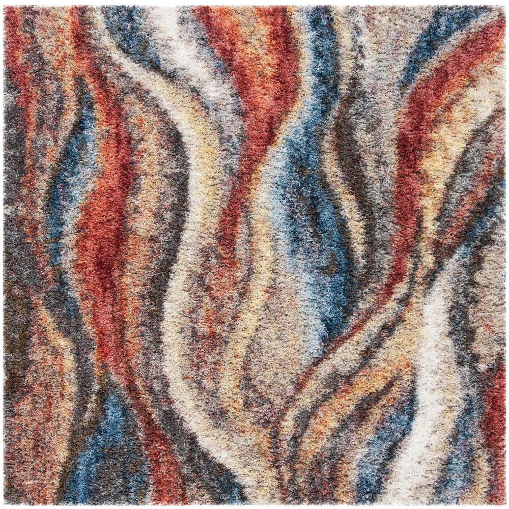 GYPSY, RUST / BLUE, 6'-7" X 6'-7" Square, Area Rug, GYP523C-7SQ. Picture 1