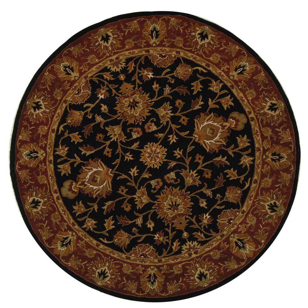HERITAGE, BLACK / RED, 8' X 8' Round, Area Rug. Picture 1